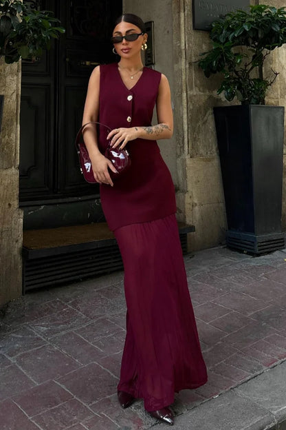 Burgundy Long Skirt Set