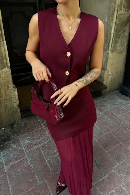 Burgundy Long Skirt Set